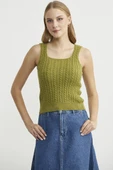 Saç Örgü Kare Yaka Triko Atlet - Yeşil thumbnail 5