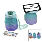 1.3LT - TOMBUL PİPETLİ RENKLİ PLASTİK SULUK MATARA KİLİTLİ KAPAKLI - TELEFONLUKLU (5314) - 1