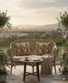 Sonbahar Ağaçları Desenli Dijital Baskılı 2'li Kırlent 40 cm x 40 cm thumbnail 6