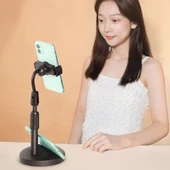 Masa Üstü Tablet ve Telefon Tutucu Plastik Aparat Siyah Telefon Standı (5314) - 3