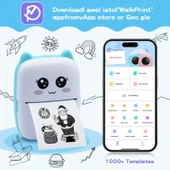 Taşınabilir Yazıcı, Mini Cep Kablosuz Termal Yazıcı Android iOS Akıllı Telefonlar için Uygun, BT Mürekkepsiz Baskı, Etiketler, Fişler, Fotoğraflar, Notlar, Öğrenme (5314) - 1