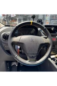 DİKİŞLİ DİREKSİYON KILIFI SİYAH DERİ NOKTALI DERİ SARI YÜZÜK SARI DİKİŞLİ PEUGEOT BİPPER İÇİN thumbnail 1