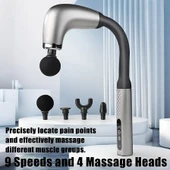 Masaj Çekici, 9 Hızlı Derin Doku Perküsyonu, 4 Başlıklı Uzun Saplı Boyun ve Sırt Masaj Aleti (5314) - 5