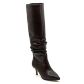 Vegan 6.5 cm Kısa Rahat Topuklu Sivri Burunlu Körüklü Uzun Kadın Çizme thumbnail 10