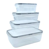 4&apos;lü İç İçe Sızdırmaz Contalı Kilitli Kapaklı Plastik Erzak Saklama Kapları LC315 (5314) - 1