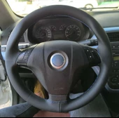 DİKİŞLİ DİREKSİYON KILIFI SİYAH DERİ MAVİ DİKİŞLİ F.IAT LİNEA İÇİN thumbnail 1