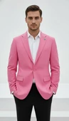 Plus Scorpion Açık Pembe Erkek Slim Fit Tek Düğmeli Blazer Ceket – Astarlı, Şık ve Modern Kesim thumbnail 3