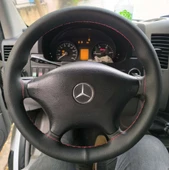 DİKİŞLİ DİREKSİYON KILIFI SİYAH DERİ KIRMIZI DİKİŞLİ thumbnail 1