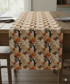 Sonbahar Ağaçları Desenli Dijital Baskılı Runner 140 cm x 45 cm thumbnail 2