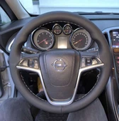 DİKİŞLİ DİREKSİYON KILIFI SİYAH DERİ GRİ DİKİŞLİ OPEL ASTRA J  İNSİGNİA İÇİN thumbnail 1