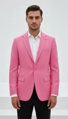 Plus Scorpion Açık Pembe Erkek Slim Fit Tek Düğmeli Blazer Ceket – Astarlı, Şık ve Modern Kesim thumbnail 5