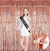 Rose Gold Püsküllü Kapı Perdesi - Parti, Bekarlığa Veda, Doğum Günü 1x2 m (5314) - 4