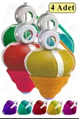 Ahşap Topaç 4 Adet Renkli Kaliteli Ahşap Topaç İpli Dönene Zilli Ağaç Topaç Nostaljik Oyuncak Geleneksel Okul Öncesi - 1