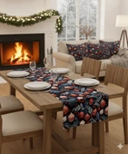 Yılbaşı Lacivert Küreler Desenli Dijital Baskılı Runner 140 cm x 45 cm thumbnail 5