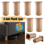 Mobilya Kanepe Koltuk Yatak Baza Yükseltici Yükseltme Ayağı Ayakları Plastik  Kayın Bej 15 cm 8 Adet thumbnail 2