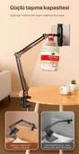 ShopyTech Metal 360° Uzun Kol Tablet/Telefon Standı Kelepçeli Masa/Yatak Başlığı Tutucu 6¨-12.9¨Uyumlu thumbnail 11