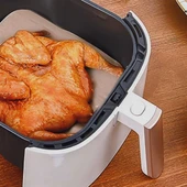 100 Adet Air Fryer Pişirme Kağıdı Tek Kullanımlık Yağ Su Geçirmez Yapışmaz Deliksiz Düz Kare Model (5314) - 2