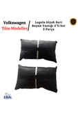 Volkswagen Logolu Siyah Deri Boyun Yastığı 2’li Set – Araç Koltuk Boyun Destek Minderi thumbnail 4