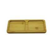 DİKDÖRTGEN - 2 BÖLMELİ - 10X19.5CM AHŞAP BAMBU YAĞDANLIK ALTLIK (5314) - 1