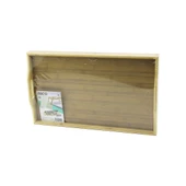 DİKDÖRTGEN=30X50CM  AÇ KAPA AYAKLI = 20CM AHŞAP BAMBU SUNUM TEPSİ (5314) - 1