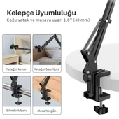 ShopyTech Metal 360° Uzun Kol Tablet/Telefon Standı Kelepçeli Masa/Yatak Başlığı Tutucu 6¨-12.9¨Uyumlu thumbnail 5