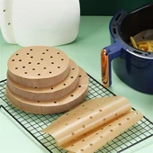 50 Adet Air Fryer Pişirme Kağıdı Tek Kullanımlık Gıda Pişirme Kağıdı Delikli Yuvarlak Model (5314) - 5