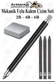 Portmin Çizim Kalemi 1 Paket 2B 4B 6B Dereceli Portmin Grafiti Karakalem Mekanik Uçlu Çizim Kalemi 5.6mm Yedek Uç - 1
