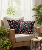 Yılbaşı Lacivert Küreler Desenli Dijital Baskılı 2'li Kırlent 40 cm x 40 cm thumbnail 3