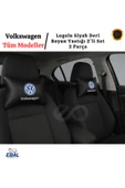 Volkswagen Logolu Siyah Deri Boyun Yastığı 2’li Set – Araç Koltuk Boyun Destek Minderi thumbnail 2