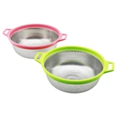 27CM RENKLİ PLASTİK ÇERÇEVE - KULPLU ÇELİK SEPET METAL SÜZGEÇ (5314) - 1