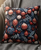 Yılbaşı Lacivert Küreler Desenli Dijital Baskılı 2'li Kırlent 40 cm x 40 cm thumbnail 1