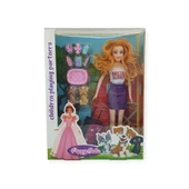 Puppy Bella 30 cm Bebek ve Köpek Bakım Seti - Mor Elbise thumbnail 1