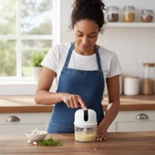 BUFFER® 280ml Şarjlı Taşınabilir,Pratik,Kolay Temizlenebilen Hızlı Sessiz Kablosuz USB ile Şarj Olabilen Mini Mutfak Doğrayıcısı thumbnail 2