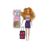 Puppy Bella 30 cm Bebek ve Köpek Bakım Seti - Mor Elbise thumbnail 2