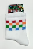 Renkli Küp Desenli Kolej Çorap 8*28 - 1
