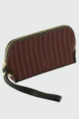 Çizgili Bordo Dikdörtgen Deri Cüzdan - 1