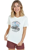 Kadın Beyaz Relaxed Fit %100 Pamuk Tişört – Sturgis Vintage Motosiklet Baskılı thumbnail 3