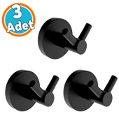 Askılık Vidalı Paslanmaz Metal Duvar Askısı Banyo ve Mutfak İçin Modern Tasarım Siyah 3 Adet thumbnail 1
