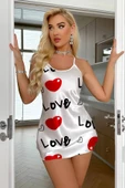 Love Desenli Beyaz Saten Gecelik thumbnail 1