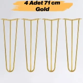 Masa ve Sehpa Ayağı Tekli Dayanıklı Mobilya Yükseltici Destek Modeli 71 cm Gold Altın Metal 4'lü Set thumbnail 1