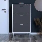 Modilayn VARBİ Kapı Önü 72x 127x 26 cm’ lik 3 Düşer Kapak 6 Göz Raf Bölmeli Ayakkabılık thumbnail 3