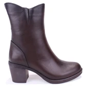 Dagoster DZA07-1314700 Kahve Klasik Topuk Fermuarlı Deri Kadın Bot thumbnail 2