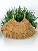 KADIN HASIR EL ÇANTASI METAL ASKILI BÜYÜK BOY İÇ ASTARLI CEPLİ ÇANTA - MODEL 202506 - 1