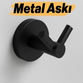 Askılık Vidalı Paslanmaz Metal Duvar Askısı Banyo ve Mutfak İçin Modern Tasarım Siyah 3 Adet thumbnail 2