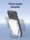 10000mAh 30W Hızlı Şarjlı Dijital Göstergeli Taşınabilir Kablosuz Magsafe Powerbank Beyaz thumbnail 3