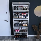 Modilayn VARBİ UMAY' 2 Li Antre Hol 72x 205x 26 cm’ lik 5 Düşer Kapak 10 Göz Raflı Ayakkabılık thumbnail 5