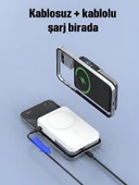 10000mAh 30W Hızlı Şarjlı Dijital Göstergeli Taşınabilir Kablosuz Magsafe Powerbank Beyaz thumbnail 4