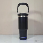 Bluetooth Hoparlörlü Paslanmaz Çelik Termos Bardak 600 ml -Pipetli ,Çift Kullanımlı Kapak thumbnail 11