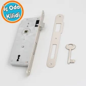 Gömme Kilit Anahtarlı Gövde Kilidi PVC Ahşap WC Banyo İç Oda Kapı Silindirsiz Barelsiz 35 mm thumbnail 1