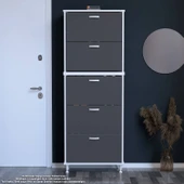 Modilayn VARBİ UMAY' 2 Li Antre Hol 72x 205x 26 cm’ lik 5 Düşer Kapak 10 Göz Raflı Ayakkabılık thumbnail 1